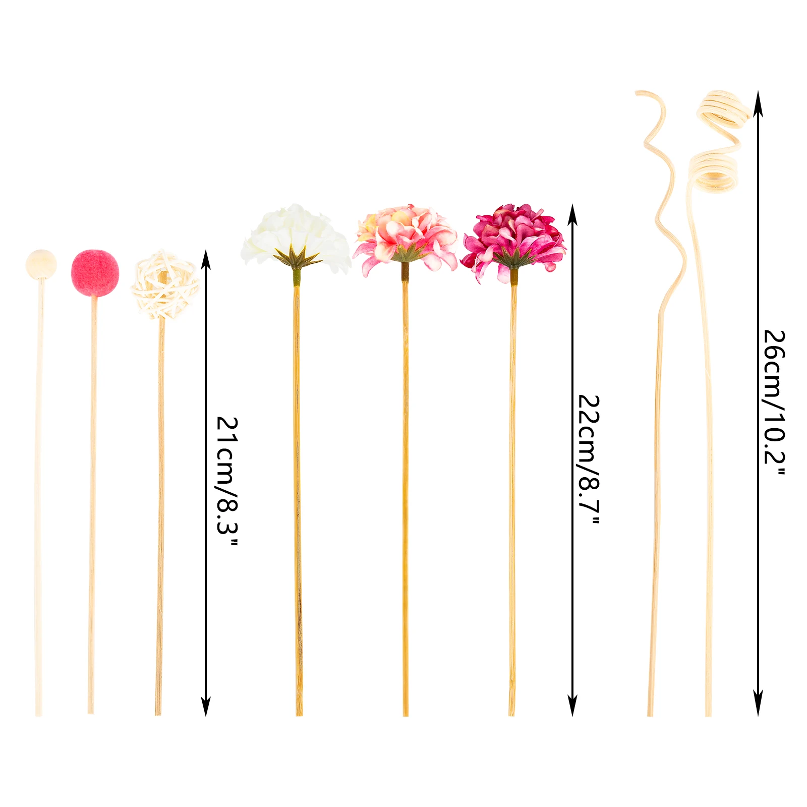 ใหม่ 10PCS สีชมพูไฮเดรนเยียดอกไม้หวาย Sticks Fireless น้ําหอม Reed Diffuser Stick DIY เครื่องประดับตกแต่งบ้าน