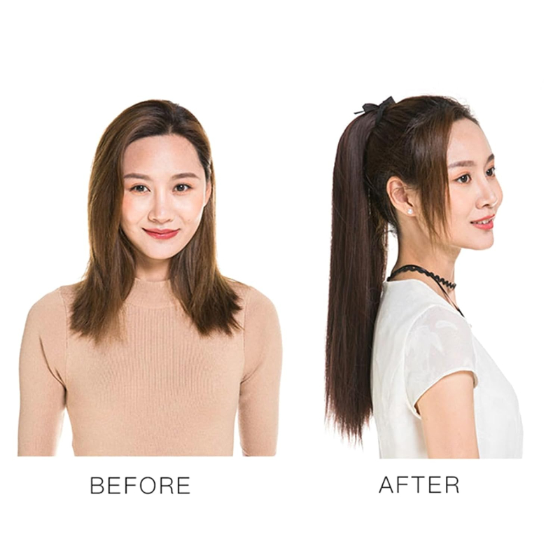 45/55/60 センチメートルロングストレートウィッグポニーテールヘアエクステンションかつらマット現実的なシームレスなタイアップポニーテール女性のための日常使用