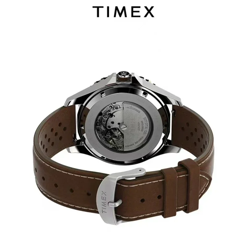 TIMEX นาฬิกากลไกอัตโนมัติชายอเมริกันสแตนเลสป้องกันรอยขีดข่วนนาฬิกาดําน้ํากันน้ําธุรกิจนาฬิกาพักผ่อน