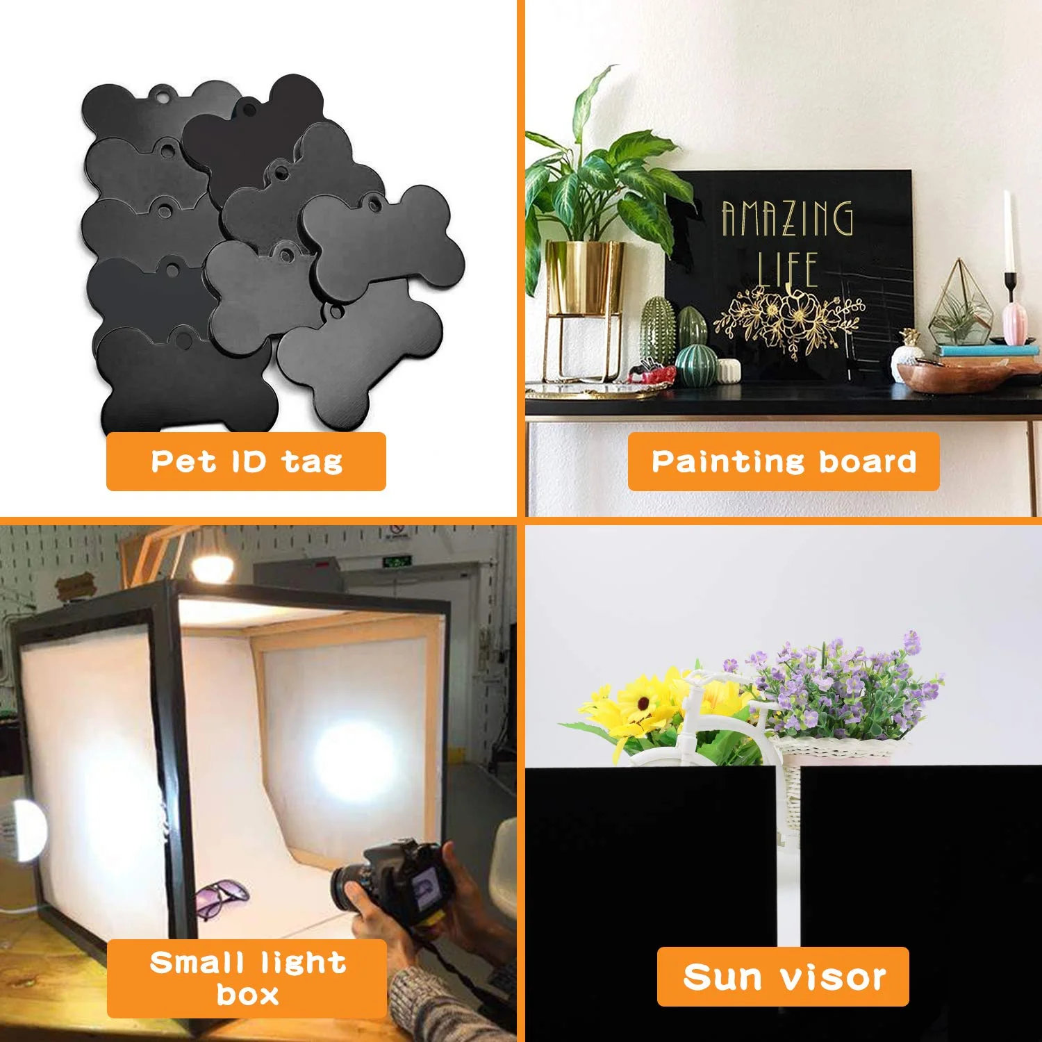 แผ่นอะคริลิคแผ่น Plexiglass สีดําสําหรับเลเซอร์แกะสลักแกะสลักตัดง่าย DIY วัสดุพลาสติกแผ่น 200x200x2 มม.