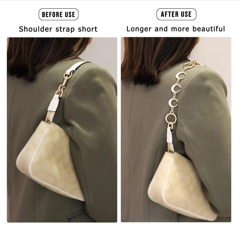 Cartera con forma de luna, cadena de extensión para bolso de hombro con aldaba de puerta de resorte de aleación para accesorios de repuesto para bolso de axila, 1 ud.