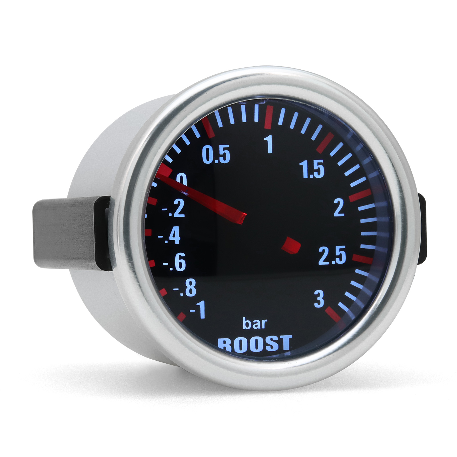 2 "52 ミリメートル車のターボブーストゲージ -1 〜 3 バーブーストメーター白色 LED ライトタービン機械ゲージガソリンエンジンアクセサリー