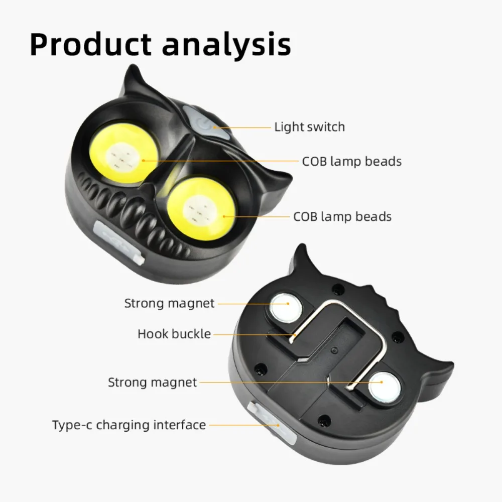 Eule Cob Scheinwerfer Typ-c Wiederaufladbare Scheinwerfer Tragbare Rotierenden Jagd Lichter USB Magnet Led Kopf Taschenlampe Angeln Kopf Lampe