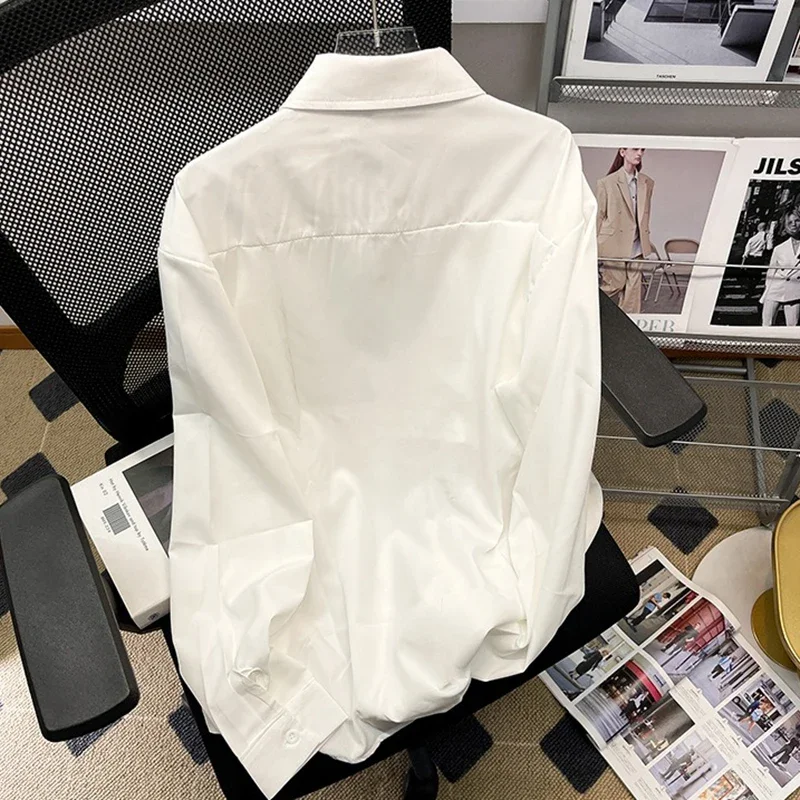 Camisas y blusas blancas de manga larga para mujer, Top de tendencia, reseñas coreanas, ropa de diseñador, moda Popular para mujer joven, otoño