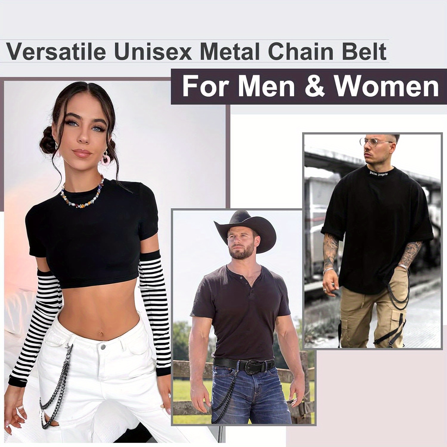Cadena de cintura Punk para hombre y mujer, llavero de bolsillo largo con cierres de langosta para llaves, pantalones vaqueros, cinturón