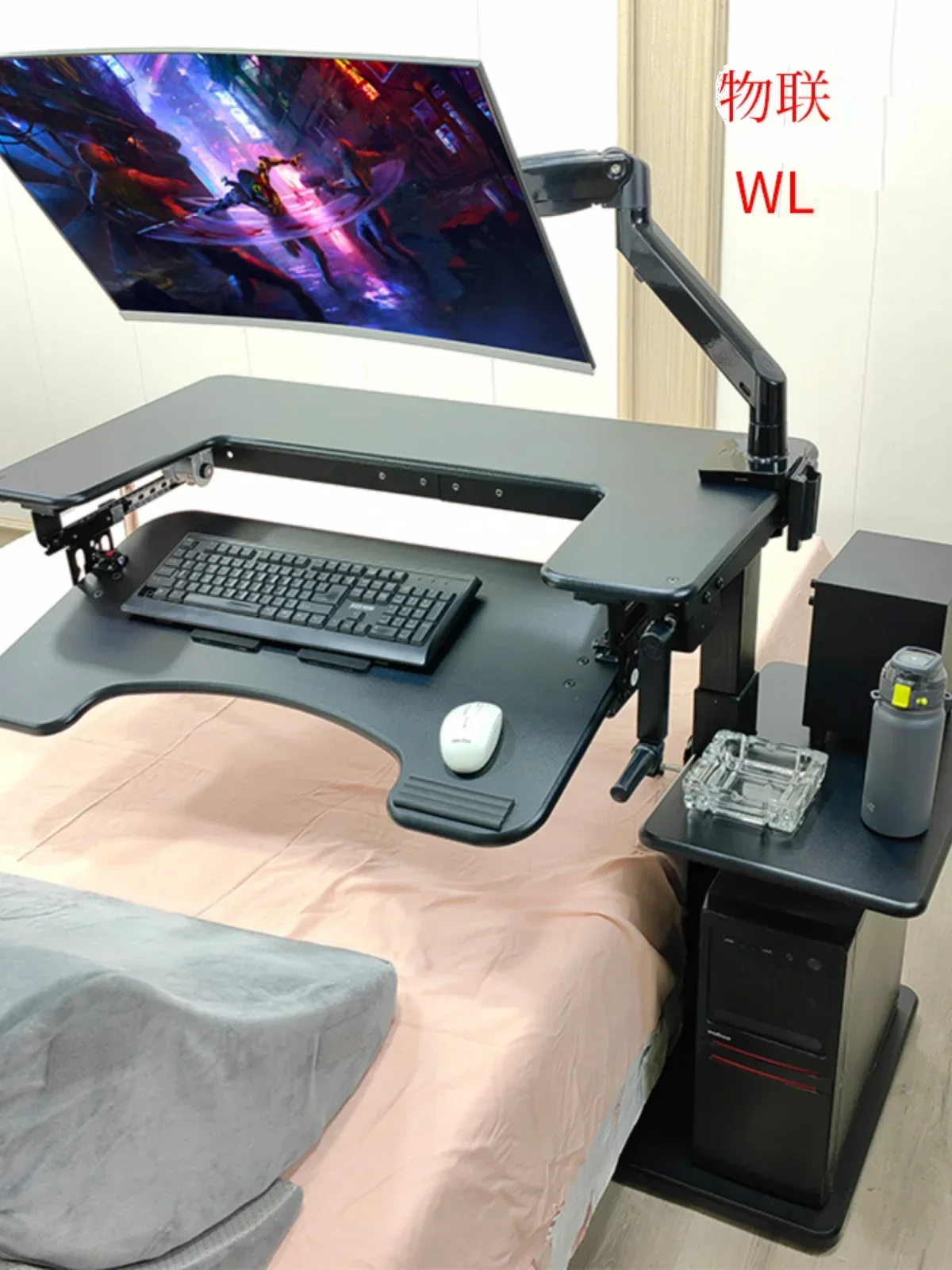 Mesa de computador cama cruzada, mesa elevatória para laptop, mesa preguiçosa, suporte de suspensão ventilado, mesa de cabeceira, mesa preguiçosa