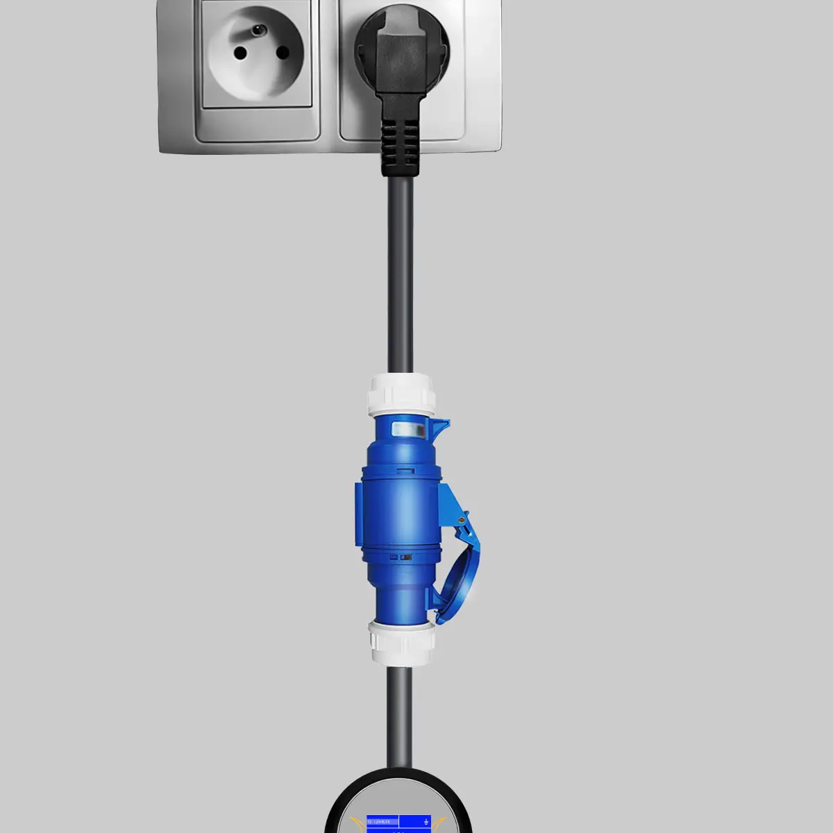 Electric Vehicle Charging Adapter 16A Blue CEE Socket to 16A EU Schuko Plug Adapter For Portable EV Charger