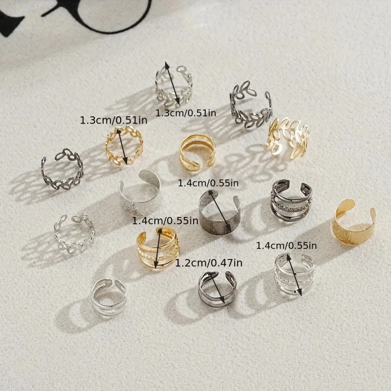 Ensemble de boucles d'oreilles à Clip en forme de feuille creuse, bijoux en alliage de Zinc, Style Punk Simple, décoration d'oreille féminine, 5/15 pièces
