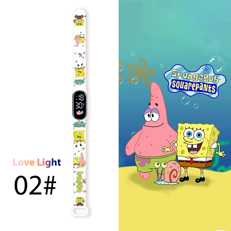 นาฬิกาเด็กการ์ตูน SpongeBob แอลอีดีตารางอะนิเมะเด็กนาฬิกาของเล่นแบบสัมผัสกำไลข้อมืออิเล็กทรอนิกส์กันน้ำของขวัญ