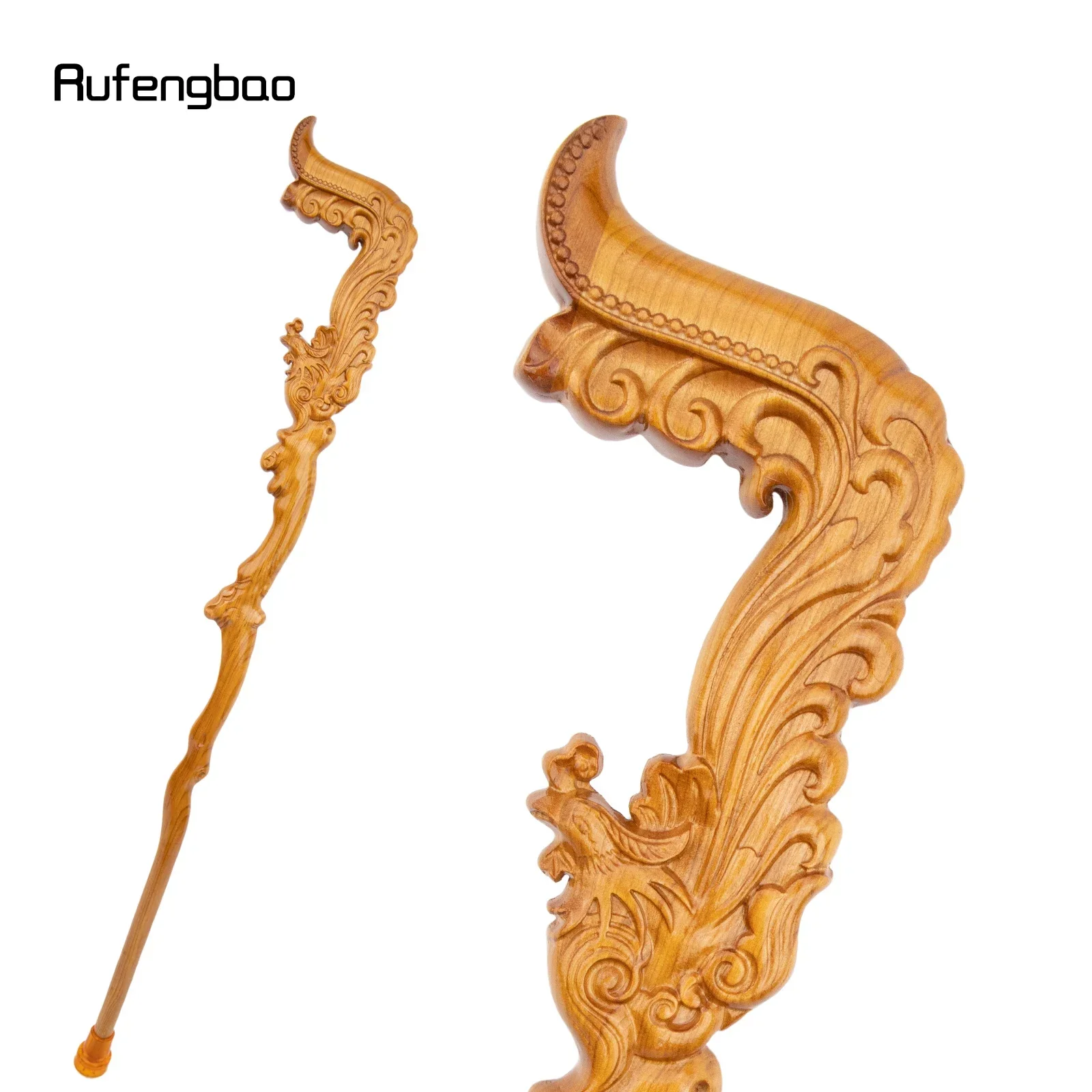 Flor amarela de madeira phoenix única articulação moda vara de madeira decorativa cospaly cana halloween muleta varinha crosier 95cm