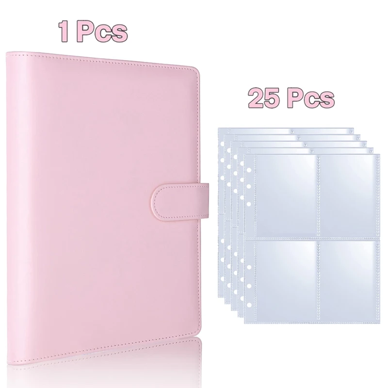 25 uds página (4 rejillas) carpeta de tarjetas fotográficas A5-Binder álbumes de fotos Kpop tarjetas de ídolo carpeta de libros de hojas sueltas soporte para sesión fotográfica