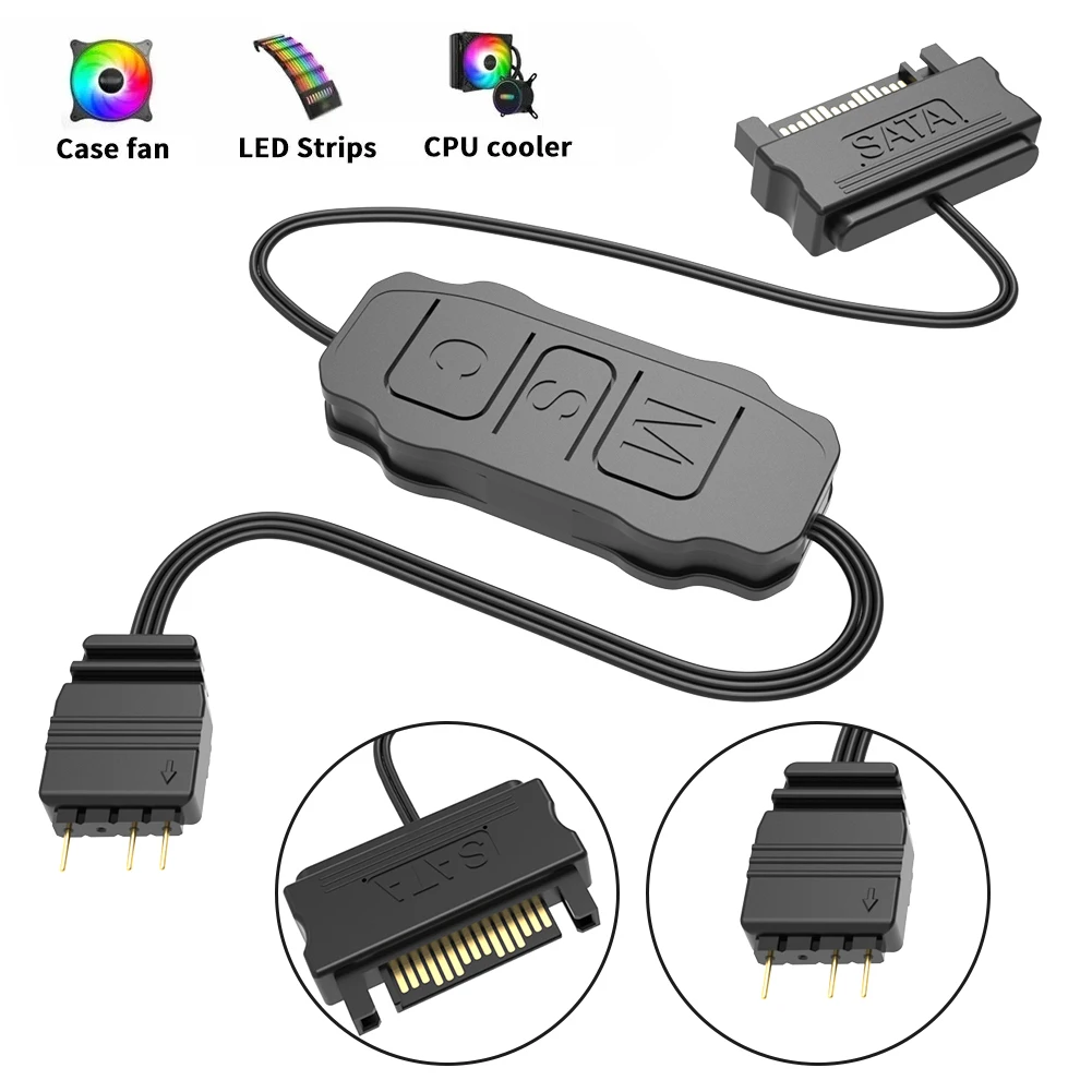 5V 3PIN ARGB Controller ARGB 5V 3PIN Zu SATA Interface Verlängerung Kabel RGB Sync Controller Kabel für PC Gehäuse Fan