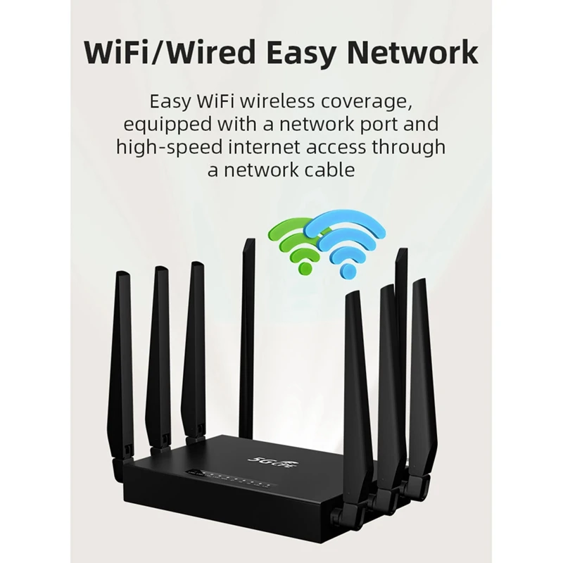 5G WLAN-Router in Industriequalität, 1200 Mbit/s, 5G CPE, abnehmbar, 8 Antennen, Entsperren, Modem, tragbares Breitband-Netzwerk, WAN, langlebig, EU-Stecker