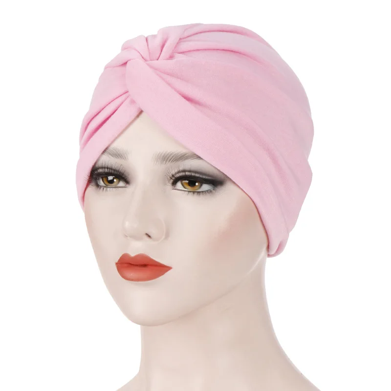 Elástico cor sólida pré-amarrado hijab envoltório cabeça cachecol chapéus turbante muçulmano gorro para mulheres chapéu interno moda feminina turbantes bonés