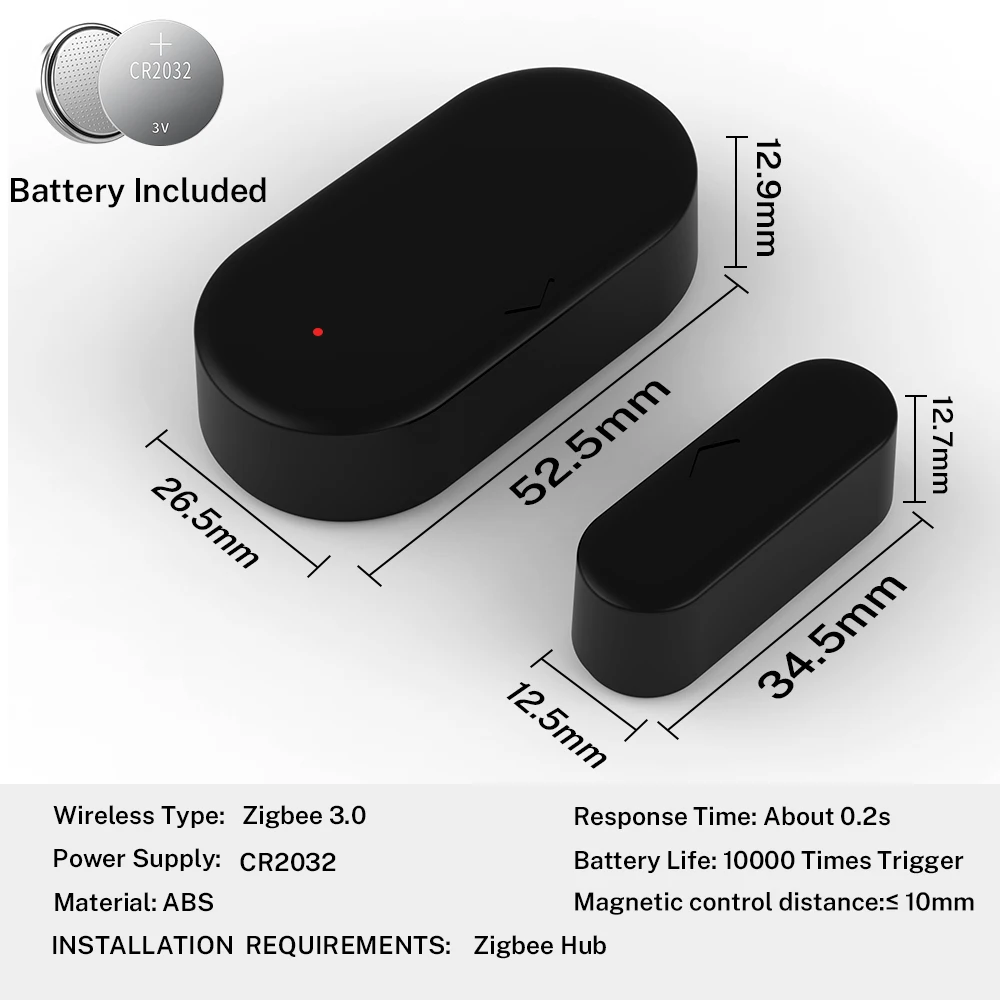 Датчик двери Zigbee Tuya, домашняя безопасность для умного дома, приложение Smart Life, датчик окна, совместимый с Alexa Google Assistant
