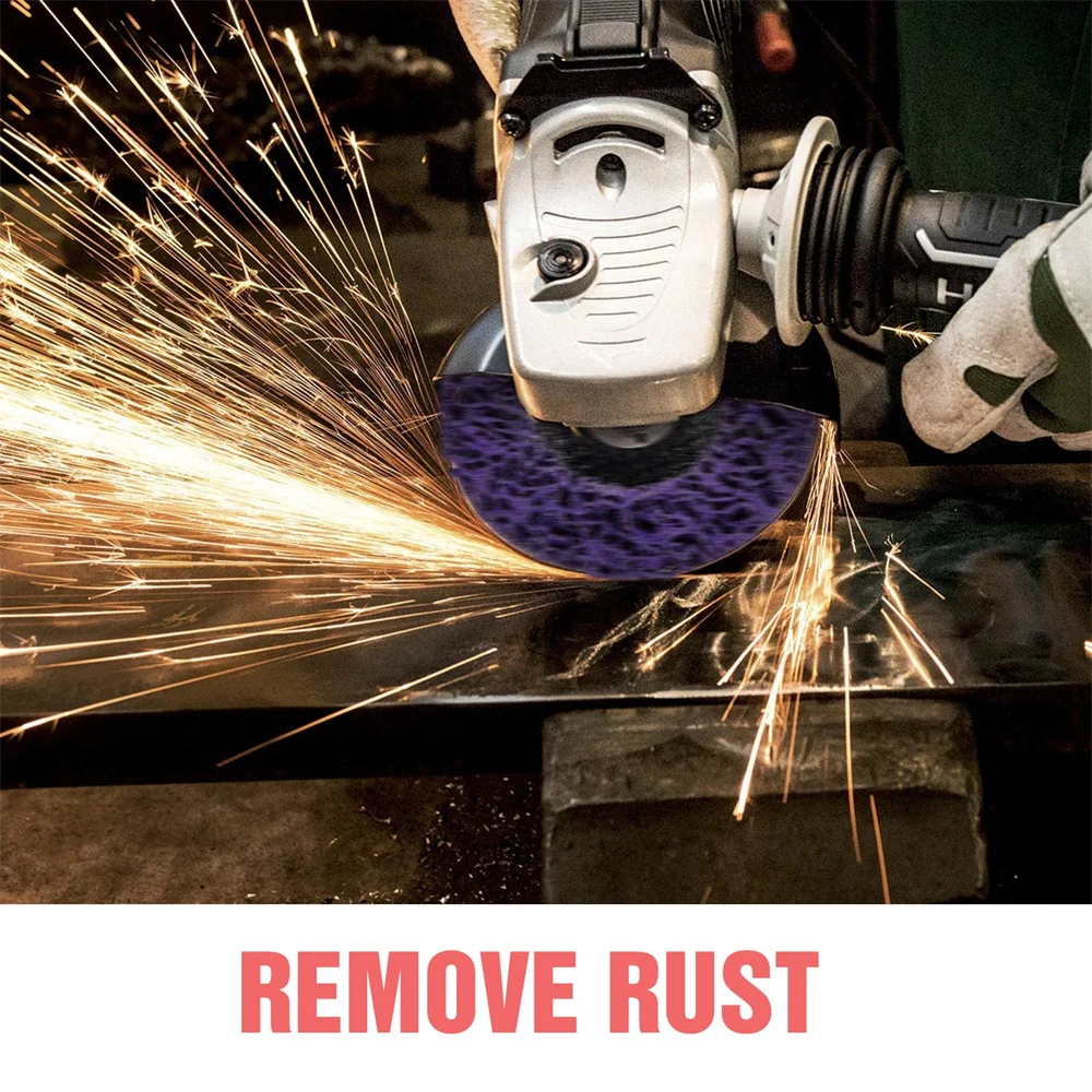 1Pcs 100/115/125mm 산호 디스크 폴리 스트립 디스크 그라인더 스트립 디스크 연마 휠 페인트 녹 제거 앵글 그라인더 청소