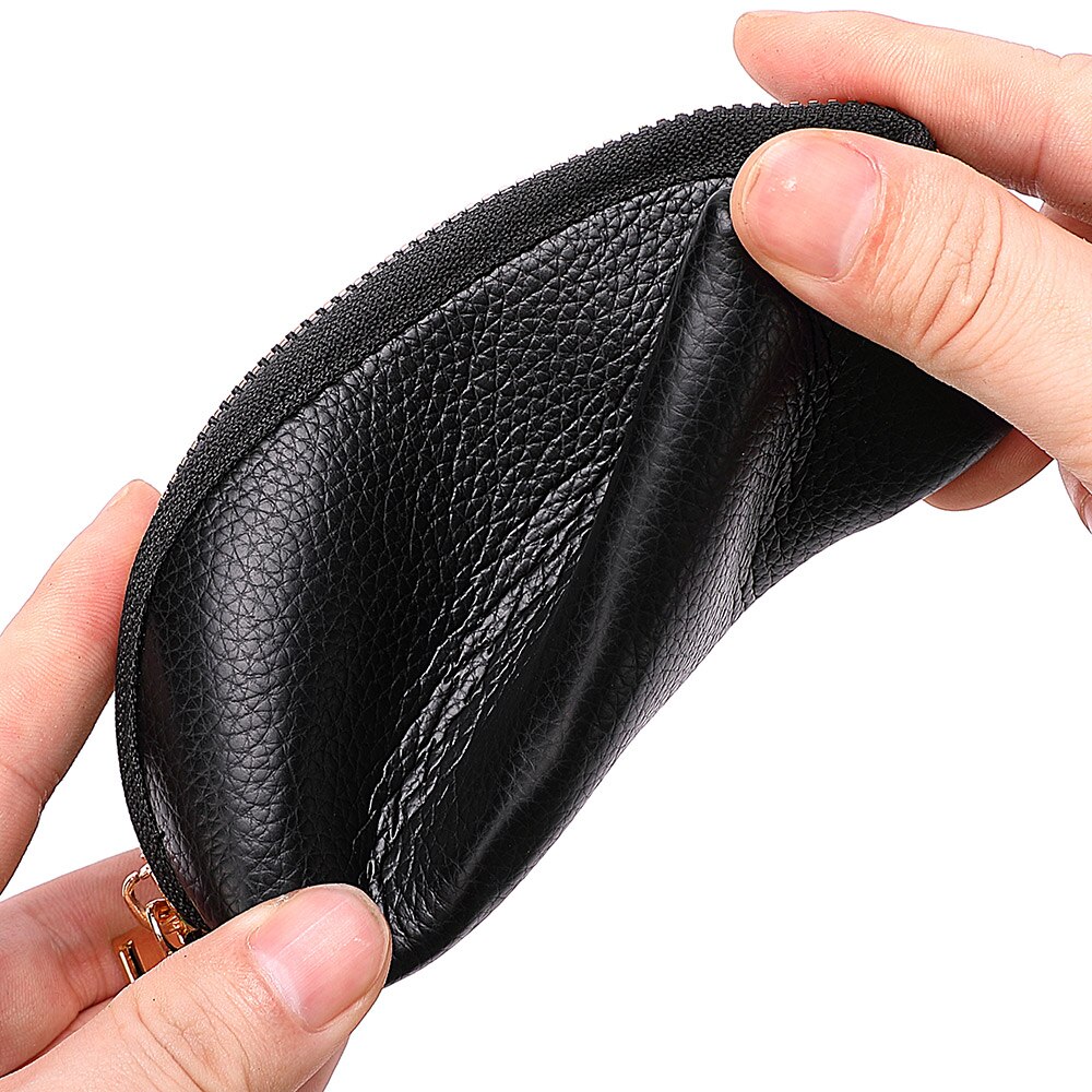 Men Lychee Patterned Soft Leather Fashionable Key Bag Zipper Cute Mini Zero Wallet Girl