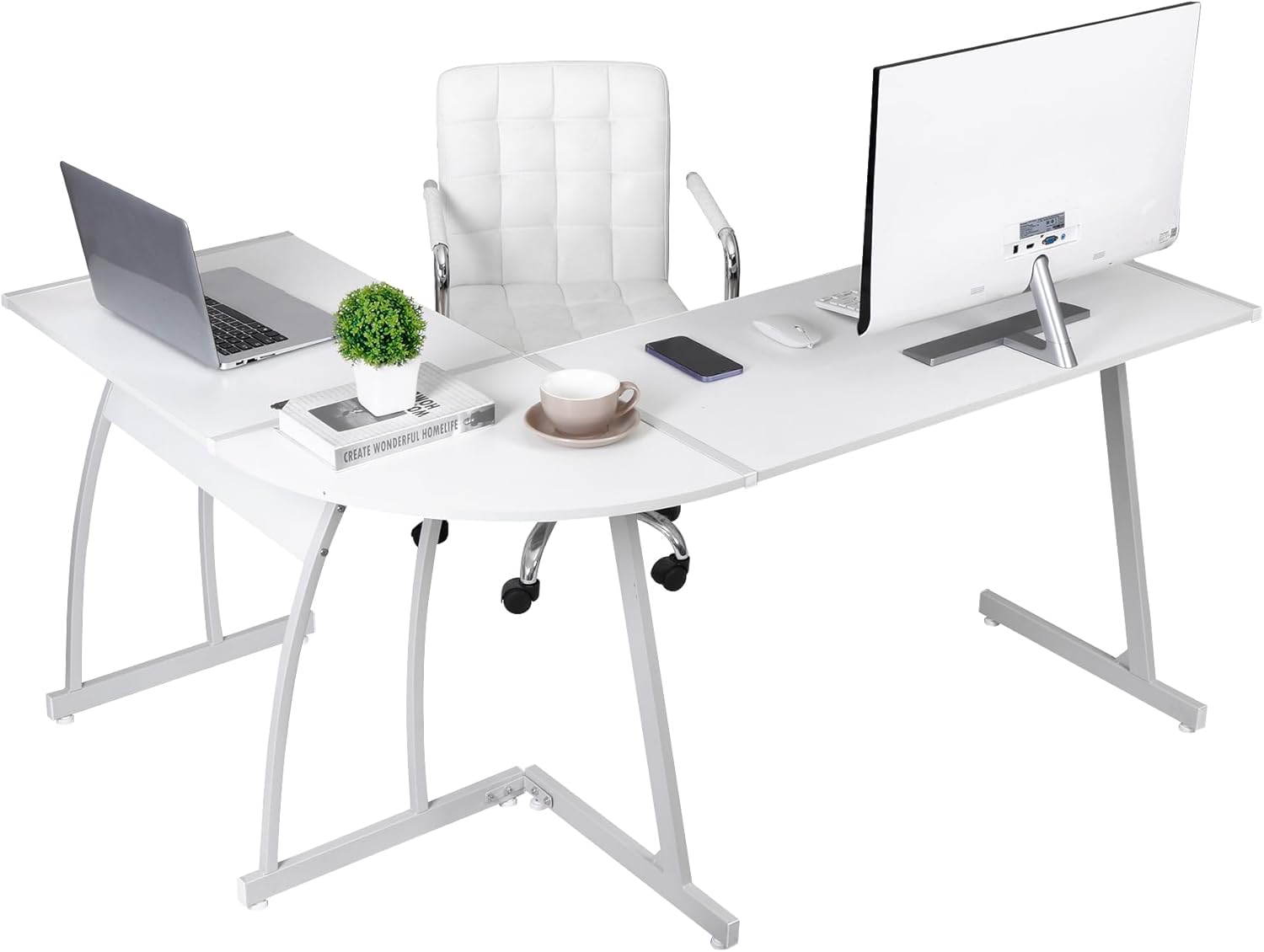L-Shaped Corner Desk Computer Gaming Desk - Modern Home PC Table Office Writing Workstation