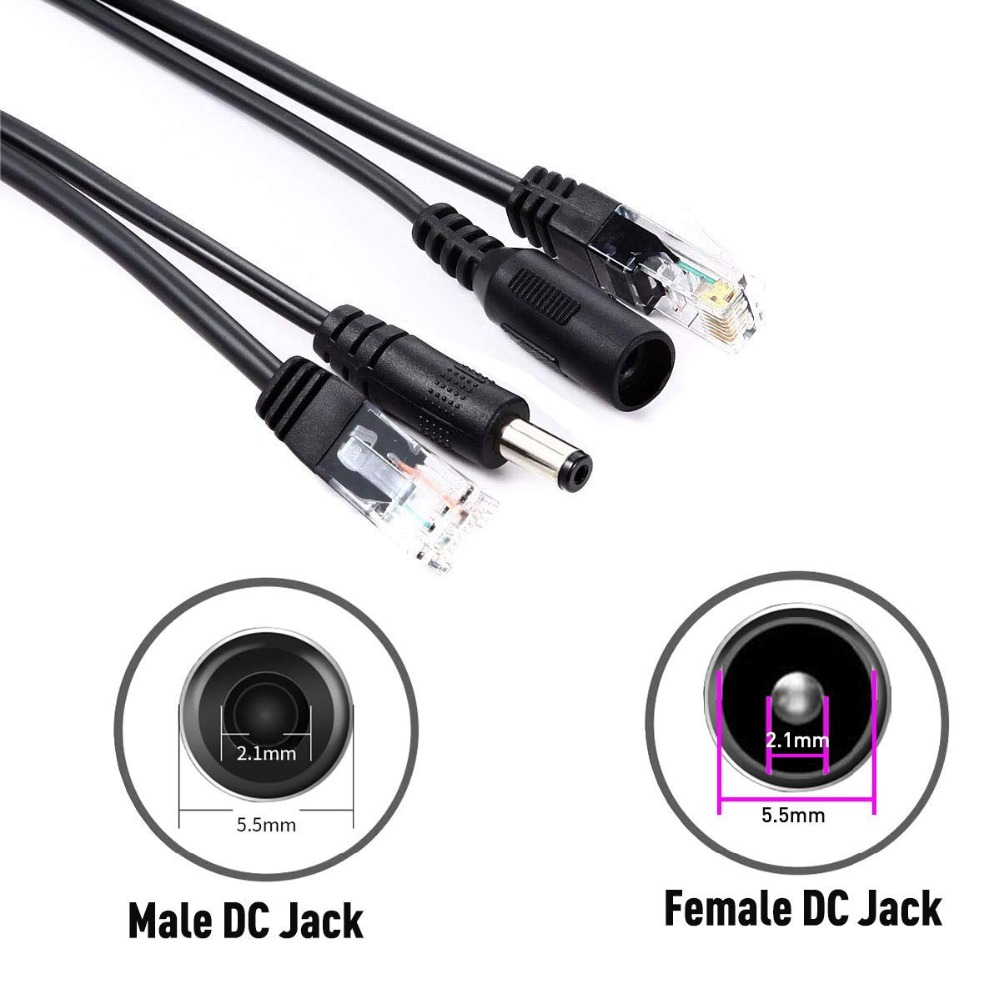 10 ชิ้น (5 คู่) POE Splitter สวิตช์ POE POE สายเคเบิลอะแดปเตอร์เทป Screened 5 โวลต์ 12 โวลต์ 24 โวลต์ 48 โวลต์สายไฟ 5.5*2.1 มิลลิเมตร