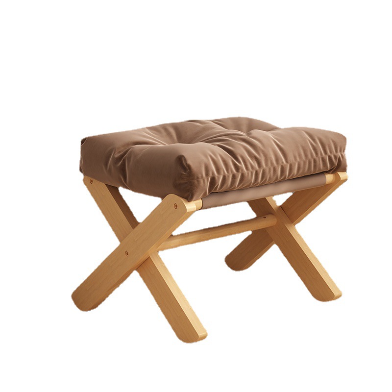 Foldable Sofa Foot Wood Stool Living Room Small Stool Storage Beech Wooden  Low Stool with Soft Breathable Cushion foot pedal