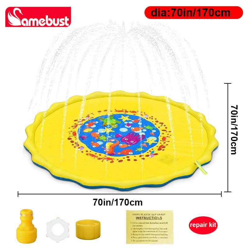 Camebust Inflatable Pvc Water Sprash Mat Outdoor Water Play Sprinkler Toy 67' for Party Decoration