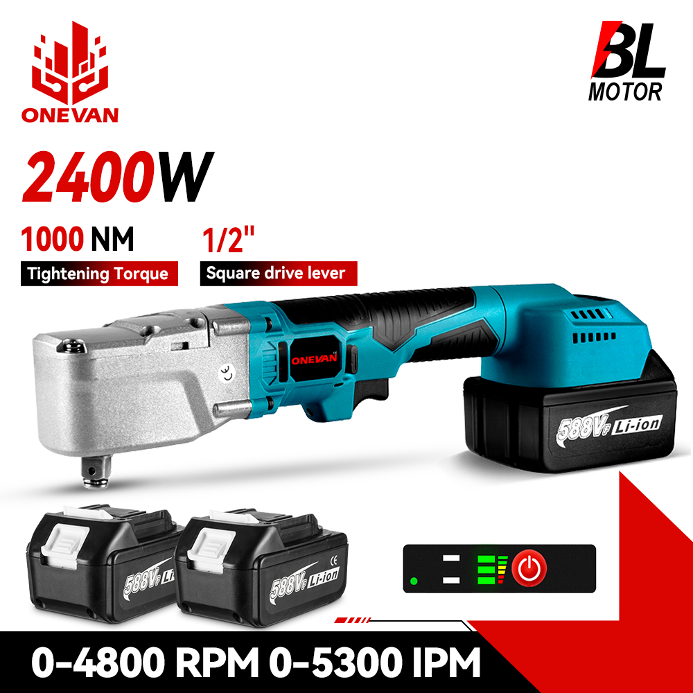 ONEVAN Bürstenloser elektrischer Ratschenschlüssel, 1/2 Zoll, 1000 Nm, Entfernungsschraube, Mutter, 4800 U/min, Autoreparatur-Elektrowerkzeug für Makita 18 V-Batterie