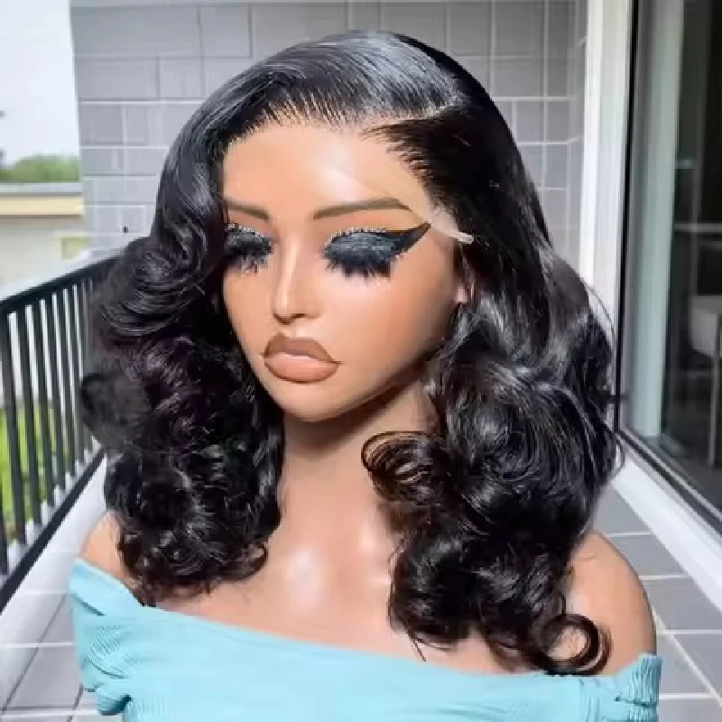 Duplo desenhado sem cola curto bob perucas cru vietnamita peruca de cabelo onda do corpo cabelo humano laço frontal pré corte 13x4 hd perucas de renda à venda