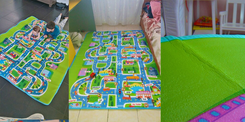 เมืองขนาดใหญ่การจราจรรถ Mat Play พรมเด็กพัฒนาเด็ก Crawling Mat เล่นเกมของเล่นเด็ก Mat Playmat ปริศนา