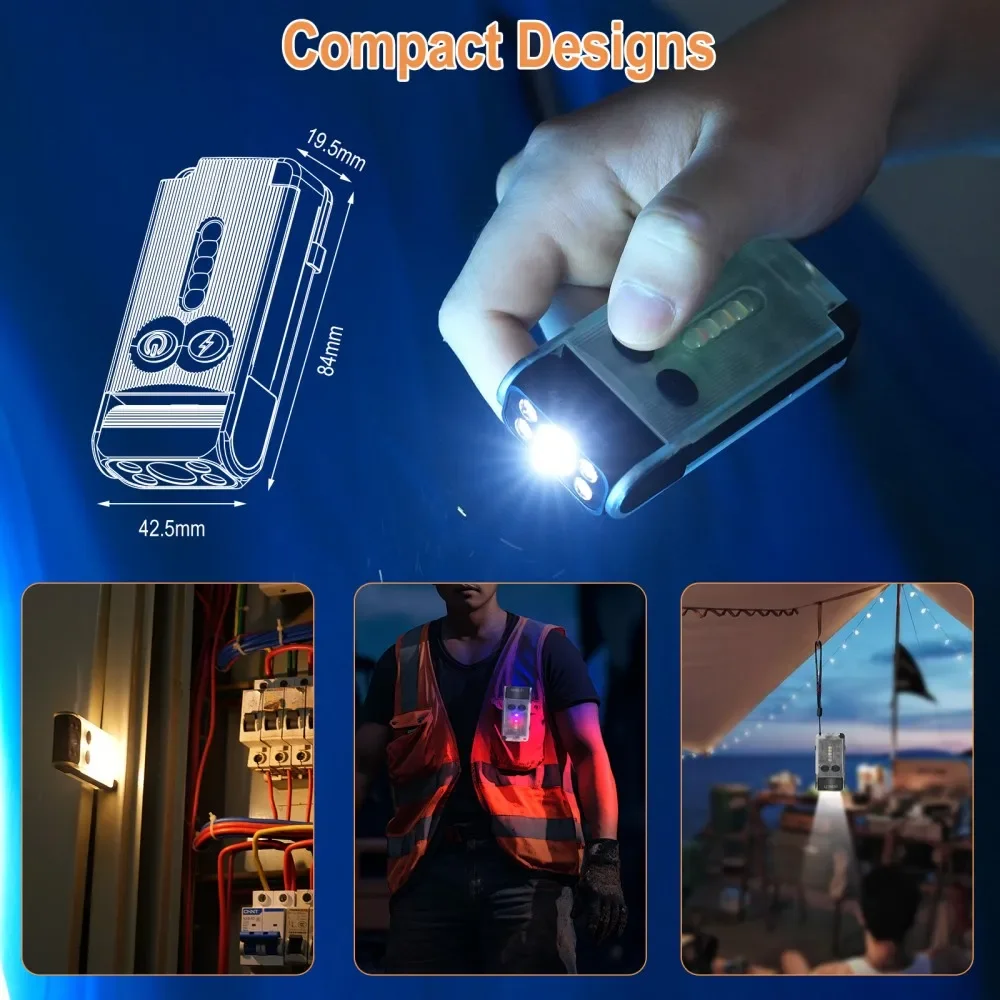 BORUiT V30 UV EDC linterna LED tipo C banco de energía recargable luz de trabajo antorcha con zumbador magnético linterna de bolsillo para acampar