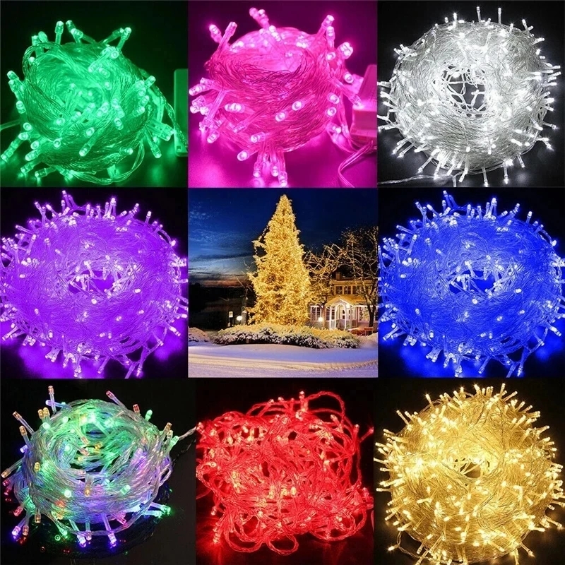 Guirnaldas de luces AC 220V enchufe europeo 10M 20M 30M 50M 100M LED vacaciones boda decoración navideña guirnalda LED impermeable