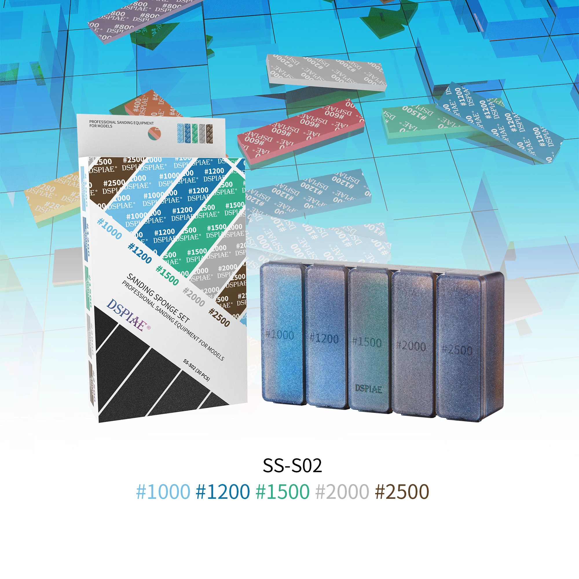 DSPIAE #180~#2500 Sanding Sponge Set Professional Sanding Equipment for Modeler Gundam Hobby DIY Sandpaper Sanding and Polishing