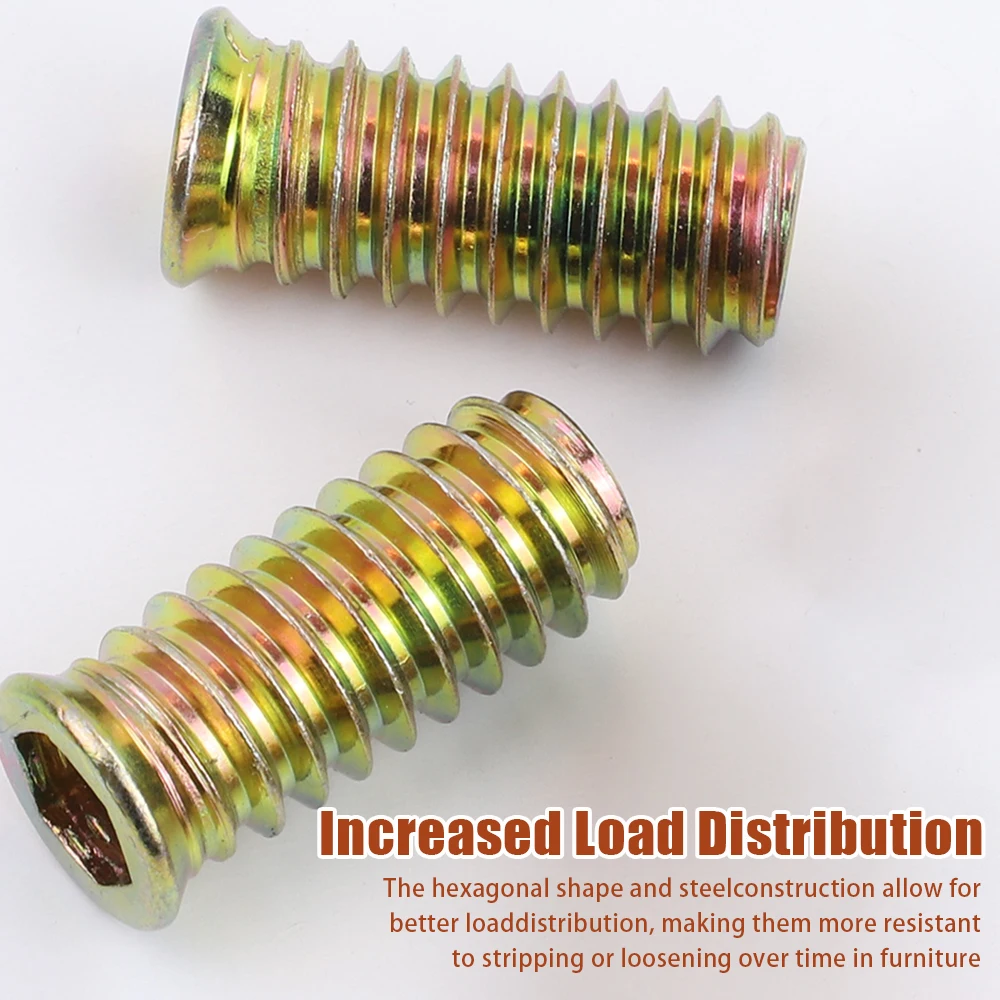 10/20pcs M4 M5 M6 M8 M10 Zinc Plated Steel Hexagon Socket Threaded Insert Nut Embedded E-Nut for Furniture Wood Bed Cabinet