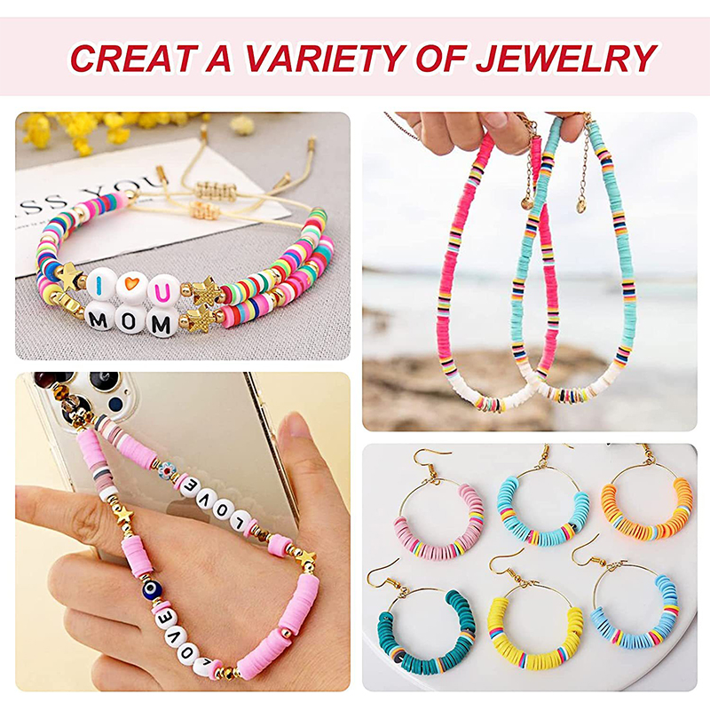 2 Box mit 24 Regenbogenfarbenen Tonperlen, Armbandherstellungsset für die Schmuckherstellung, Buchstabenperlen-Zubehör-Set, DIY handgefertigte Lieferungen