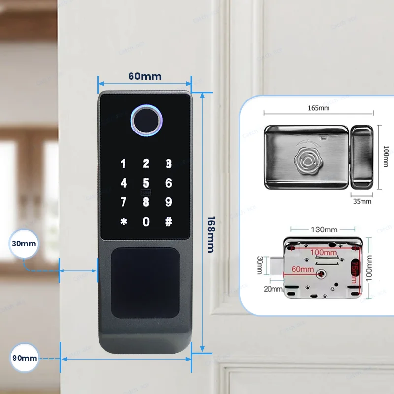 TTLock versión WIFI puerta integrada huella digital impermeable puerta exterior código de acceso tarjeta Rfid cerradura de puerta inteligente sin llave