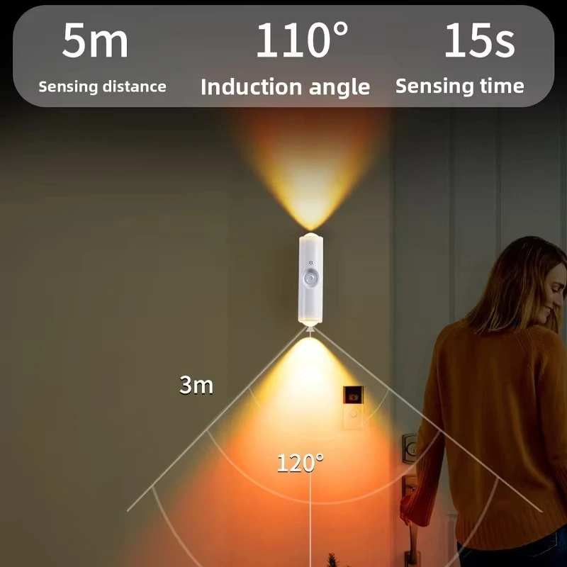 Double-head Cabinet Lamp Under Kitchen Spotlight with Motion Sensor Tri Color White or RGB Optional Rechargeable Sunset Light