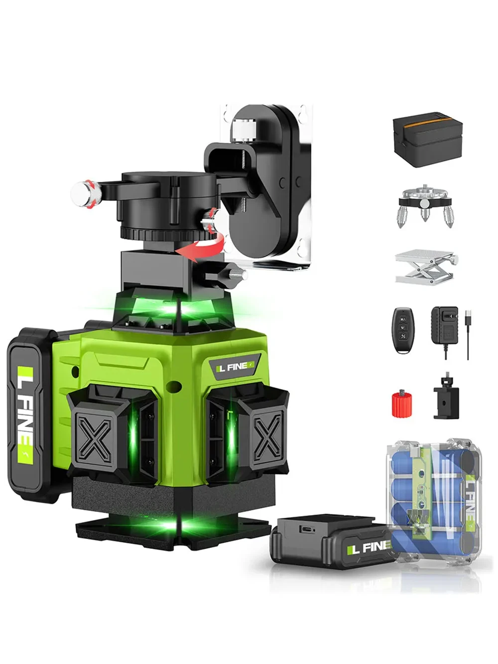 LFINE Nivel Láser Nivel Láser Profesional 12/16 Líneas Automático 360 ° Niveles láser autonivelantes Herramientas de niveles horizontales y verticales