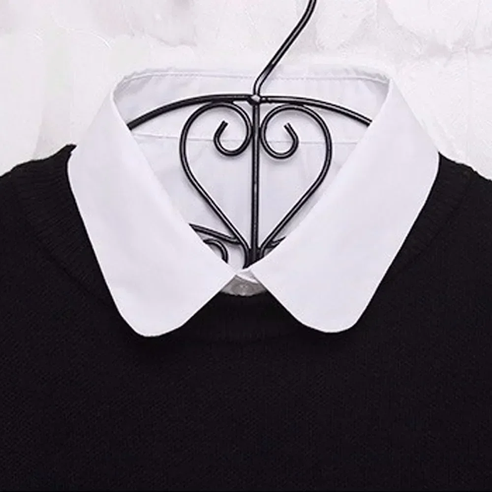 Blusa de encaje de algodón con cuello falso para mujer, blusa Vintage lisa desmontable con cuello de camisa, blusa con solapa falsa, accesorios de ropa para mujer