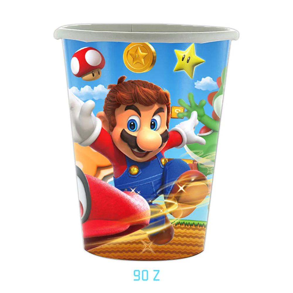Juego de dibujos animados Super Bros decoraciones para fiesta de cumpleaños Marios vajilla desechable globos mantel tazas pancarta suministros para fiesta