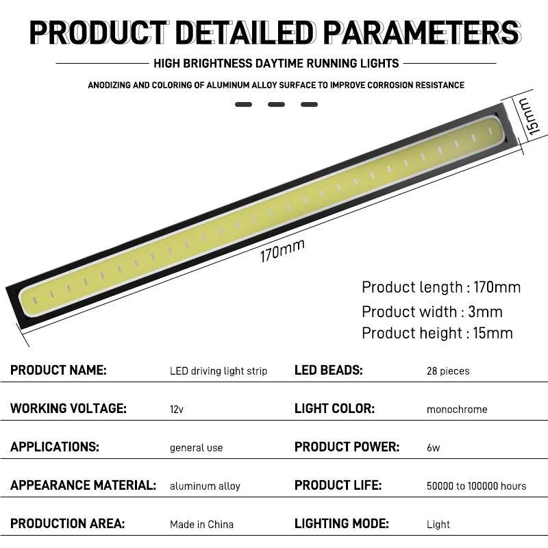 10 ชิ้น 17 เซนติเมตรรถวิ่งกลางวันไฟ Super Bright Led COB หมอกโคมไฟ 12 โวลต์กันน้ํา Auto ภายใน DRL โคมไฟทํางานแถบไฟบาร์