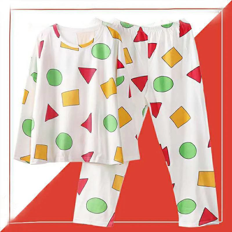 Pijama Shin Chan męska piżama Shinchan bawełniane jesienne spodnie z długimi rękawami zestawy japońska piżama dla par mężczyzna i kobieta bielizna nocna