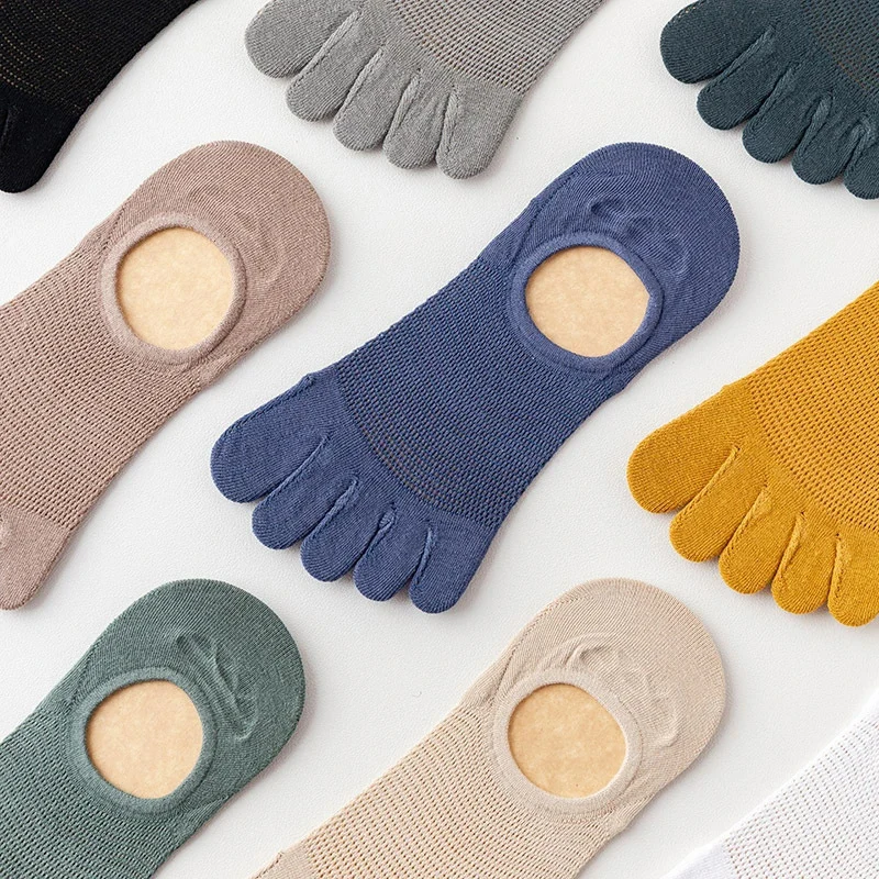 3 par/lote calcetines de hombre transpirables novedad calcetines del dedo del pie moda Casual transpirable dedo barco calcetín alta calidad Sox para hombre
