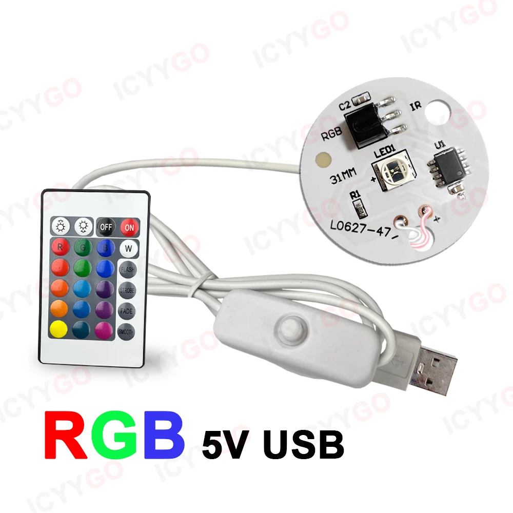 DC5V Low Voltage Colorful Gradient LED RGB Light Board USB Cable + Remote Control DIY Model Display Light LED PCB Light Board