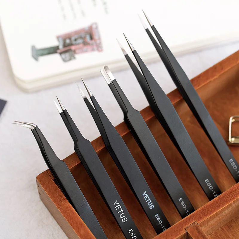 Card Lover Tweezer Stainless for Journal Sticker Tape Scrapbook Tools Eyelash Tweezer Vintage Black Craft Journal Tools