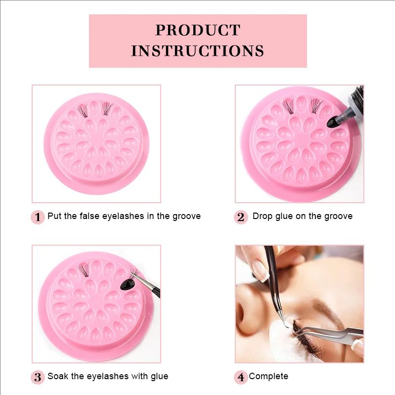 MJ 100pcs Eyelash Glue Holder Eyelashes Extension Supplies Adhesive Pallet Gasket Eye Lashes Tray Plastic Pads Makeup Tool