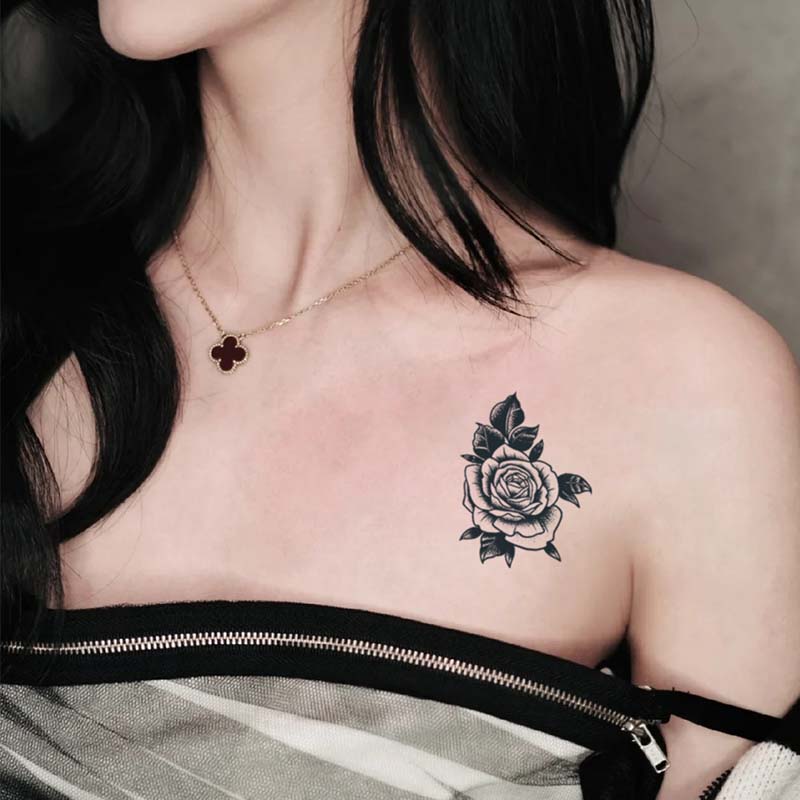 1 pegatinas de tatuaje temporal impermeables de color rosa, resistentes al agua de larga duración para una a dos semanas, adecuadas para pecho, brazo, pierna.