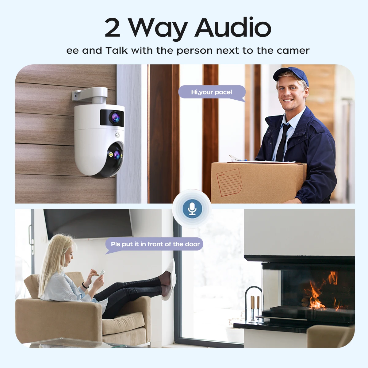 JOOAN 4K 야외 WiFi 감시 카메라 듀얼 렌즈 외부 5G Wifi IP 카메라 자동 추적 보안 PTZ 캠 CCTV 오디오 비디오