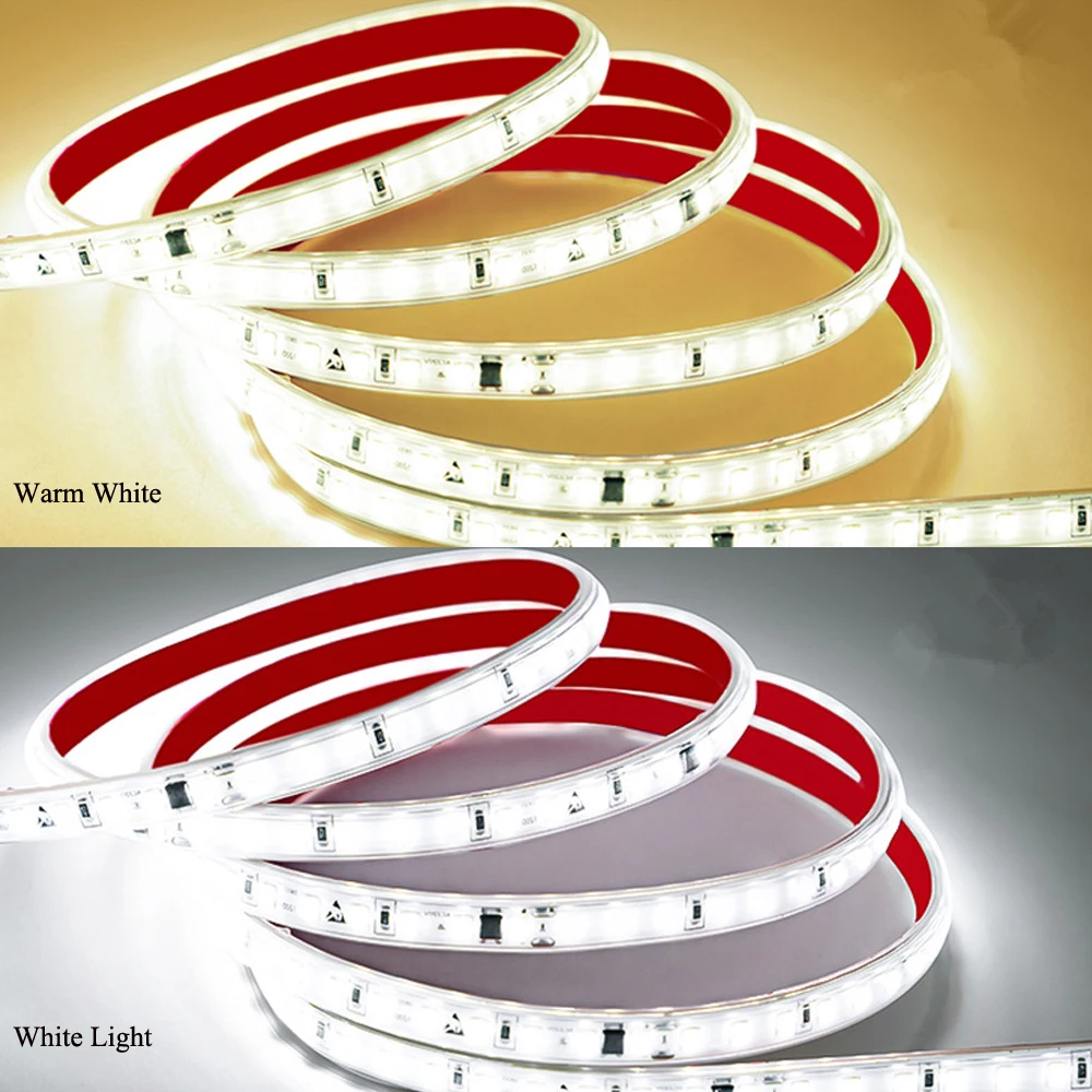 Striscia LED impermeabile ultrasottile 10 cm Taglio 220 V 120 LED / m Illuminazione lineare autoadesiva Nastro LED flessibile Bianco freddo e caldo