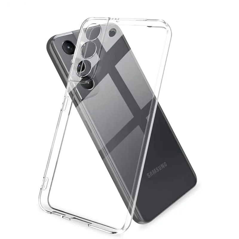 Funda blanda de silicona con protección completa para cámara Samsung Galaxy S23 S22 S21 Plus FE, funda trasera transparente, funda trasera ultrafina de TPU