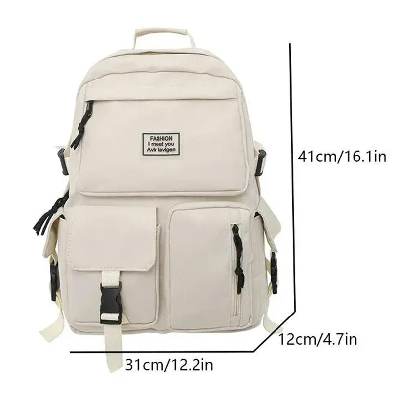 Borsa a tracolla da uomo e da donna in nylon universale di grande capacità, zaino da scuola casual con fibbia per computer, pendolarismo quotidiano