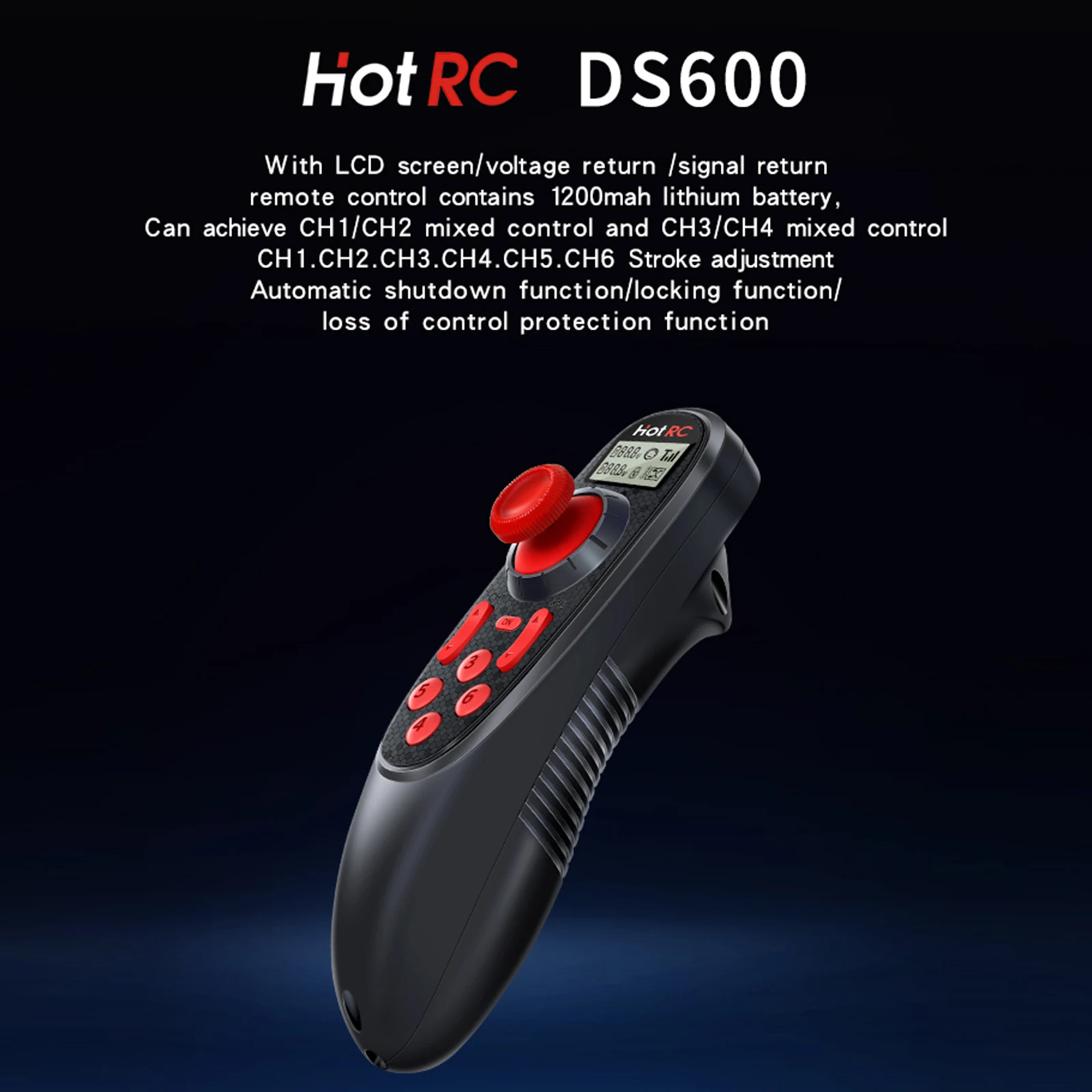 HOTRC DS-600 6CH 2,4 GHz Funksystem Sender Fernbedienung mit DS 600 PWM 6-Kanal-Empfänger für RC-Boot
